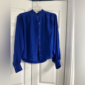 Club Monaco Silk Blouse Royal Blue